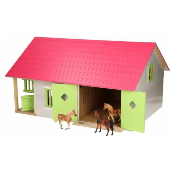 Hesthús, bleikt, 51x40,5x27,5cm, 1:24