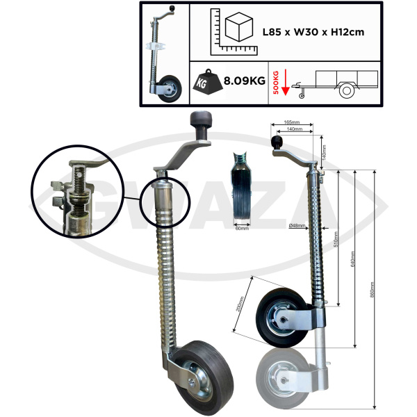 Nefhjól með klemmu, IW, 48mm, 500kg