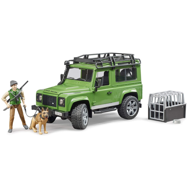 Jeppi, Land Rover, m/hund og karl, 1:16