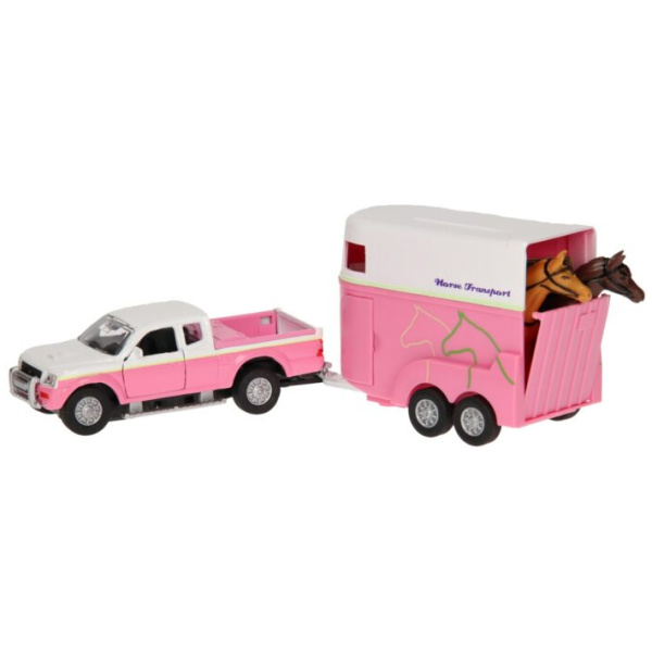 Pallbíll, L200, m/hestakerru, bleikur