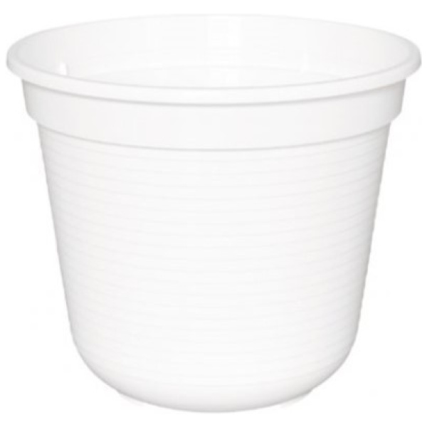 Blómapottur, plast, 20cm, Hvítur