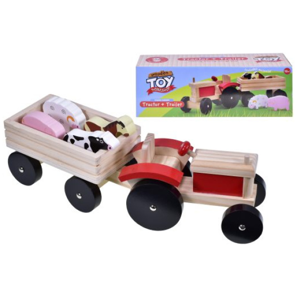 Traktor m.tengivagn, viðar, 33cm